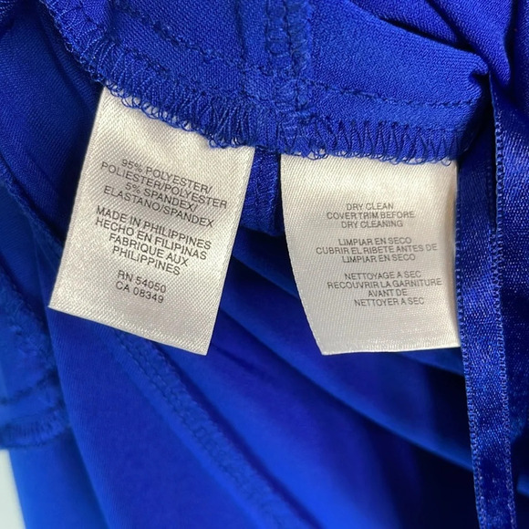 JONES NEW YORK Asymmetrical Ring Royal Blue Fit & Flare Midi Dress Cap Sleeve 6 - Picture 7 of 10